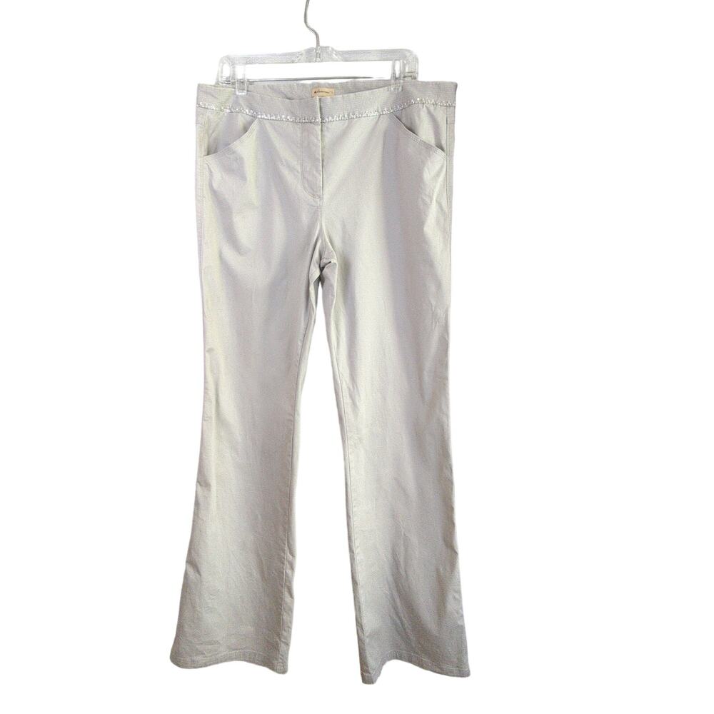 Elevenses Pants Womens 14 Tall Gray Flare Wide Leg Stretch